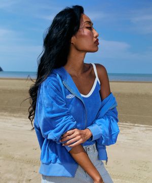 Terry Raglan Hooded Zip Up_Blue