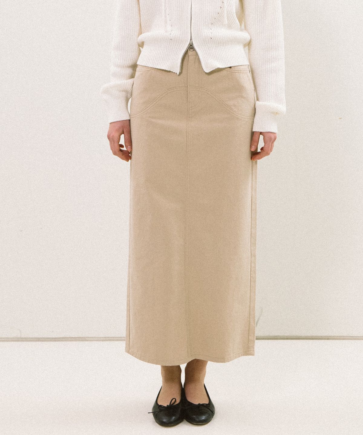 엽페(YUPPE) WAVE COTTON SKIRT_BEIGE