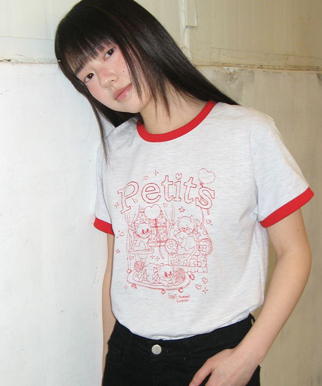 Tシャツ・カットソー RONRON PETIT CAT RINGER T SHIRT WHITE MELANGE RED RR25BST143 MUSINSA | RONRON PETIT CAT RINGER T SHIRT WHITE MELANGE RED