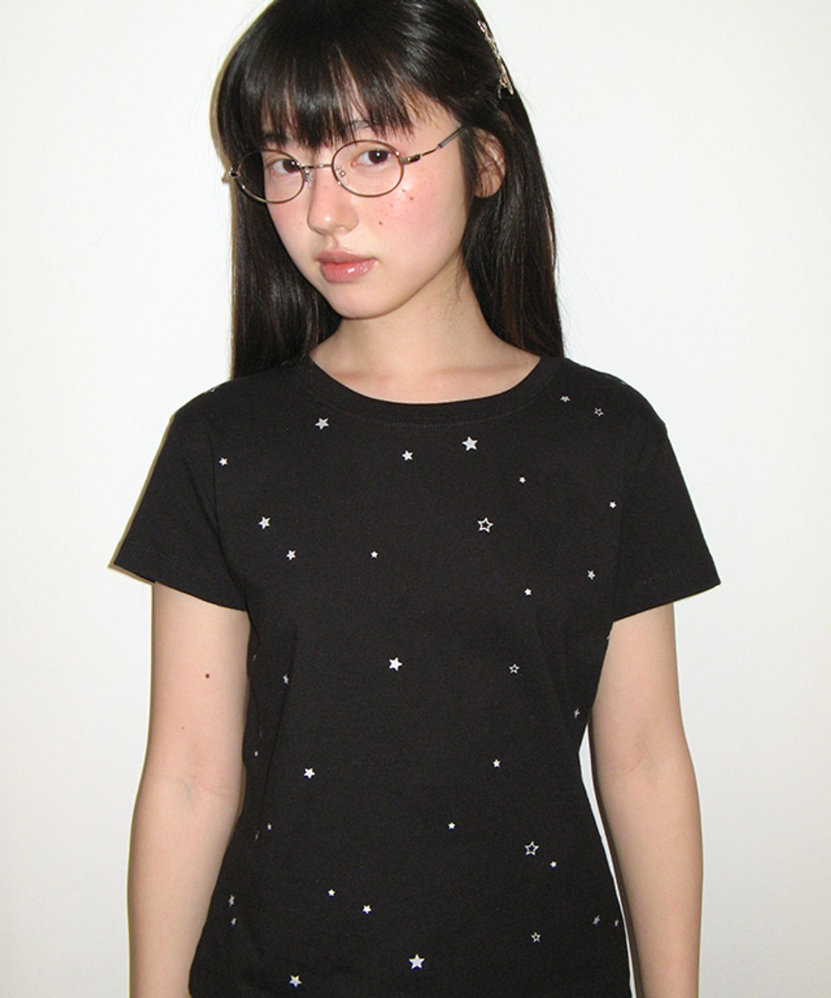 론론(RONRON) TWINKLE STAR SHORT SLEEVE T SHIRT BLACK