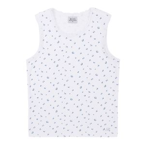 BZ32TS06WT 화이트 스몰플라워 프린트 스카시 슬리브리스