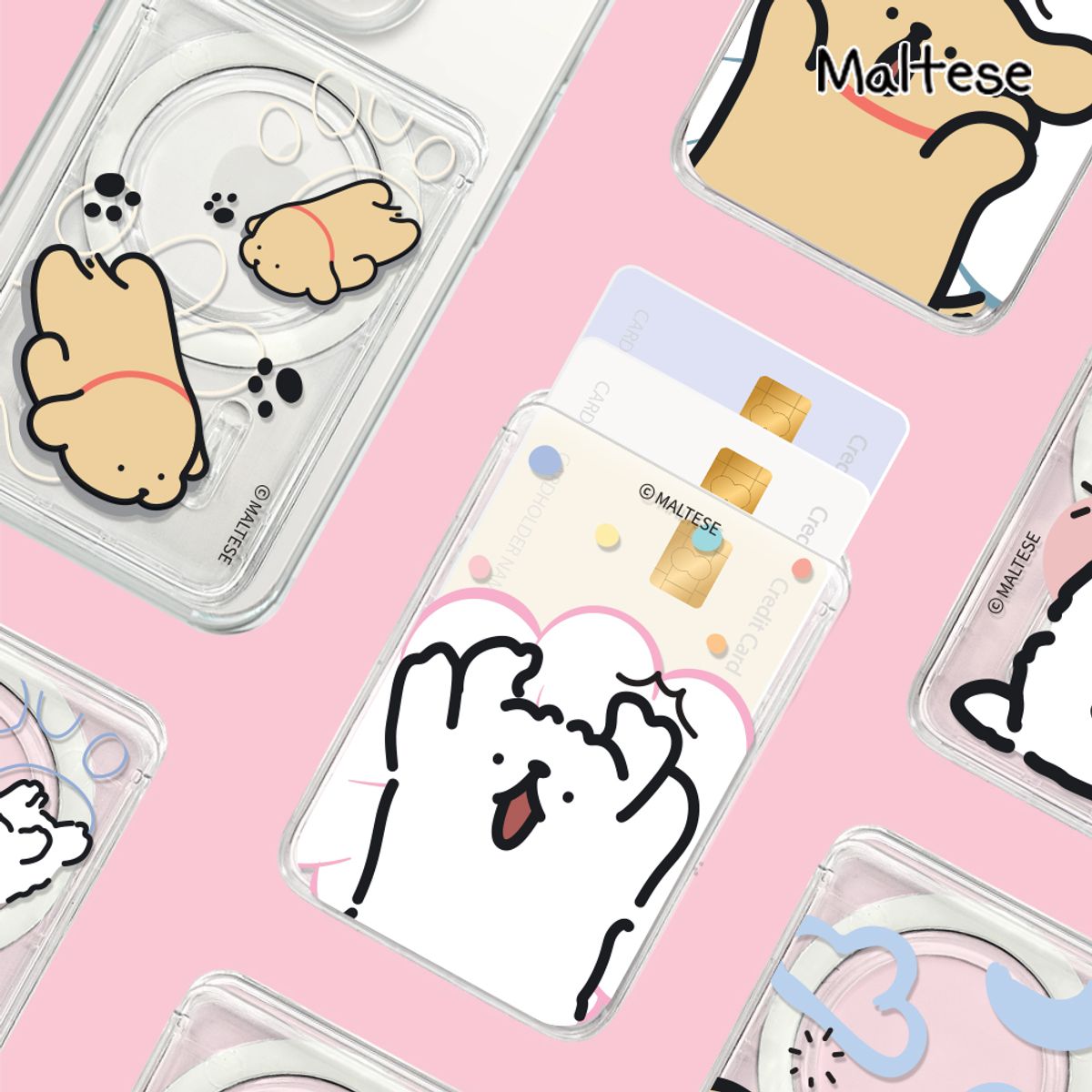 에잇클로드(8CLOTHE) 몰티즈 몰캉티즈 맥세이프 투명 업다운 카드 지갑 케이스
