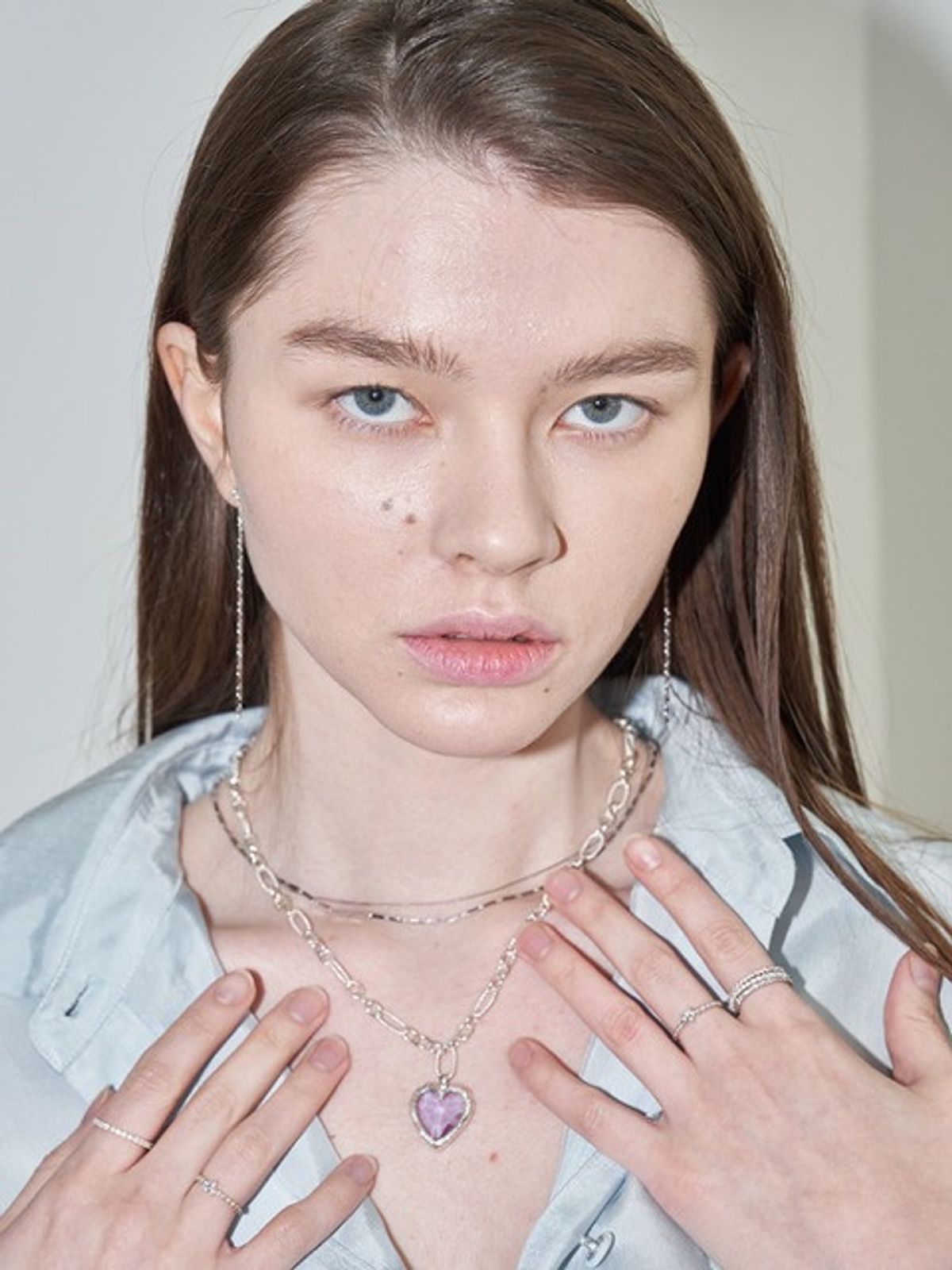 조에나(ZOENA) Simple two-line silver necklace
