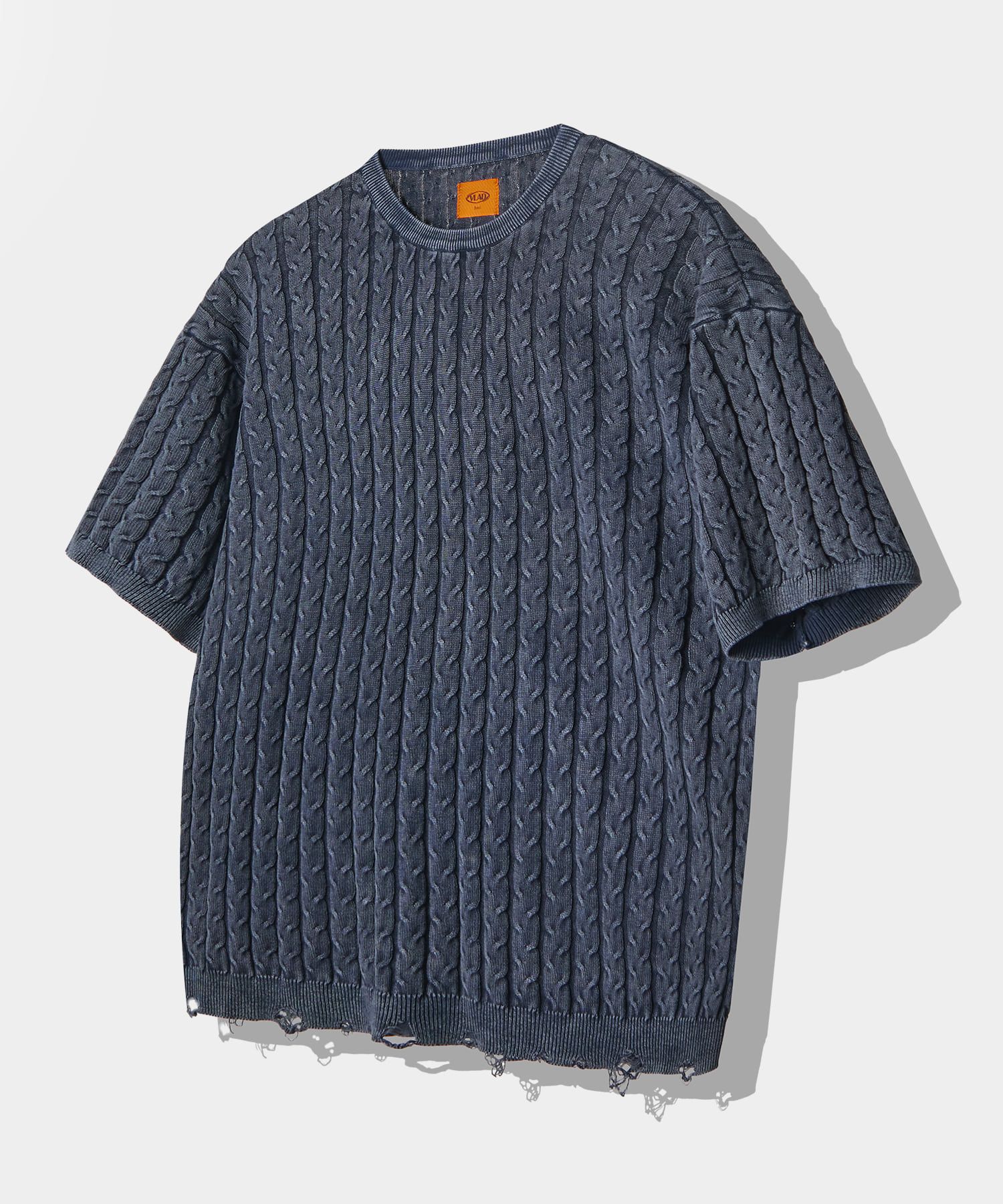 DIMITRI BLACK★VLAD LOGO EMBROIDERED KNIT HOODED T-SHIRT Knitwear - 디미트리블랙 (DIMITRIBLACK)