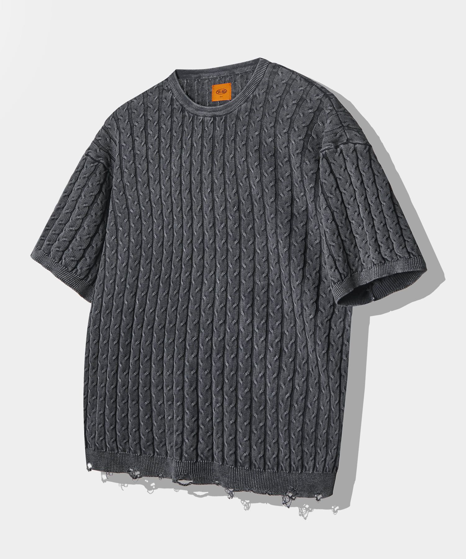 Tシャツ・カットソー DIMITRI BLACK VLAD Vintage Dying Cable Short Sleeve Knit Nav VLAD - 디미트리블랙 (DIMITRIBLACK)