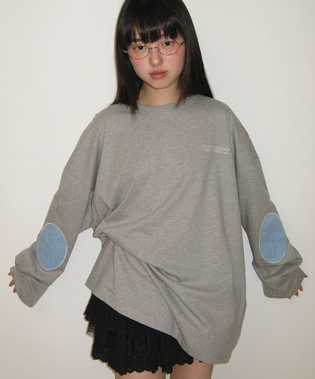 ★2025SS新作★RONRON★DOT ELBOW PATCH LONG SLEEVE MUSINSA | RONRON DOT ELBOW PATCH LONG SLEEVE GREY