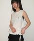 FRILL SHIRRING SLEEVELESS WHITE DOT