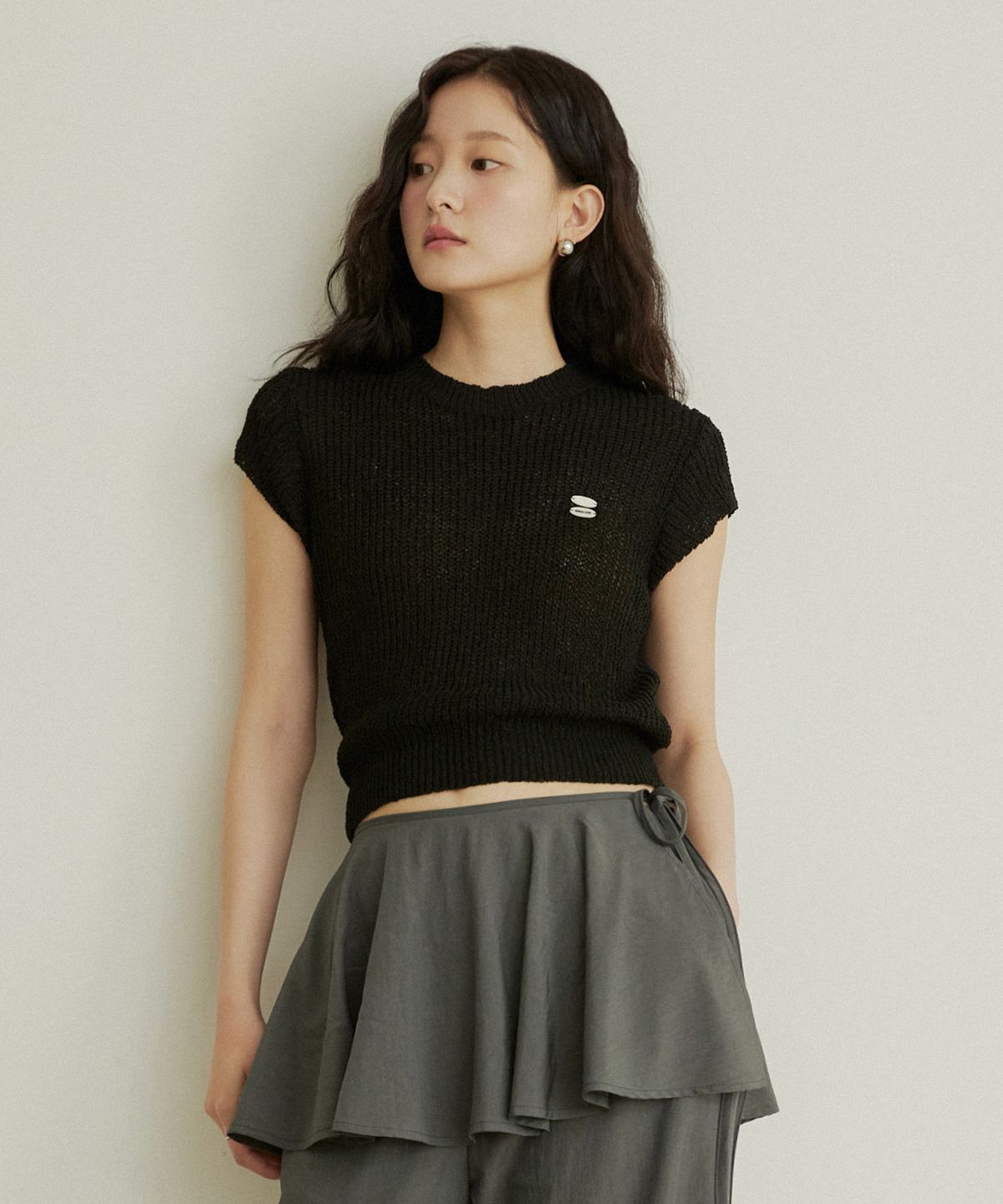 어다울(ADAUL) See through shibori cap sleeve knit - 2color