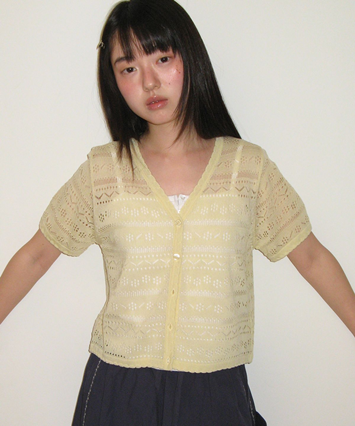론론(RONRON) BREEZY SCOTCH SUMMER KNIT CARDIGAN SOFT YELLOW
