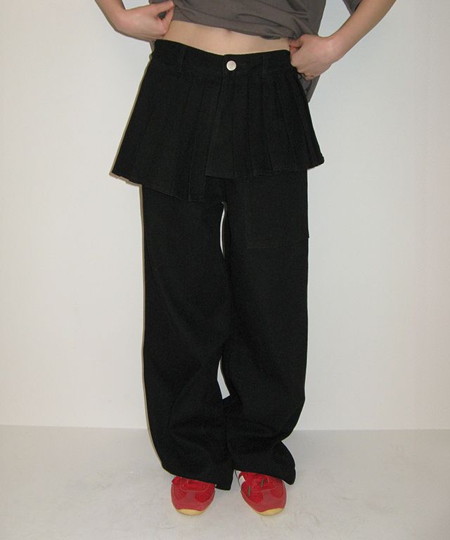 ★ronron★ OFF BALANCE PLEAT LAYERED PANTS BLACK MUSINSA | RONRON OFF BALANCE PLEAT LAYERED PANTS BLACK