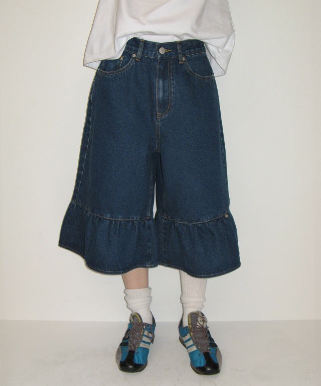 ★RONRON★ FLOUNCE HEM DENIM PANTS MUSINSA | RONRON FLOUNCE HEM DENIM PANTS MEDIUM BLUE