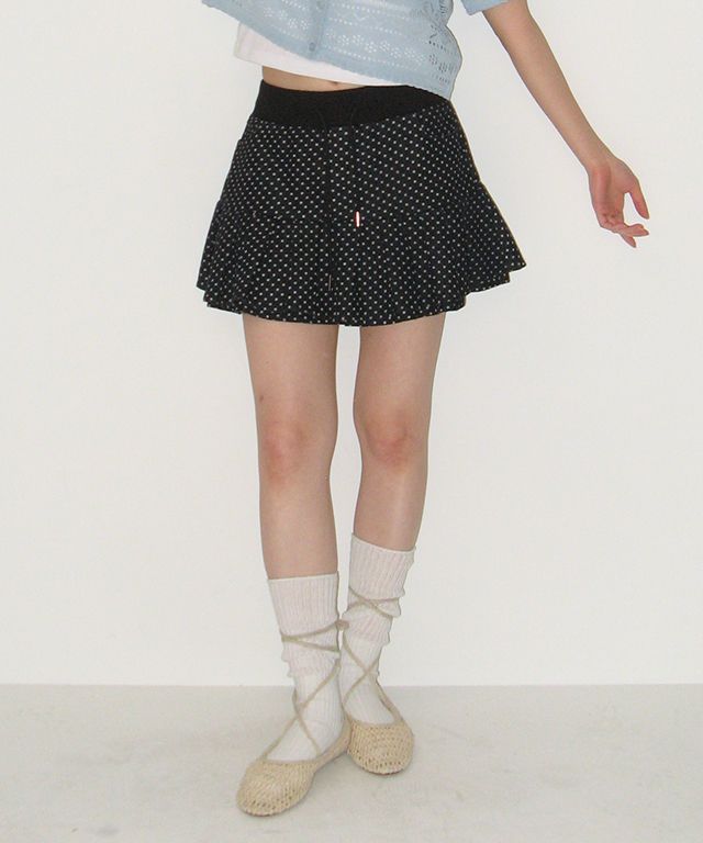 RONRON ♥ PLEATS BANDING MINI SKIRT /追跡付 MUSINSA公式 | RONRON PLEATS BANDING MINI SKIRT DOT BLACK