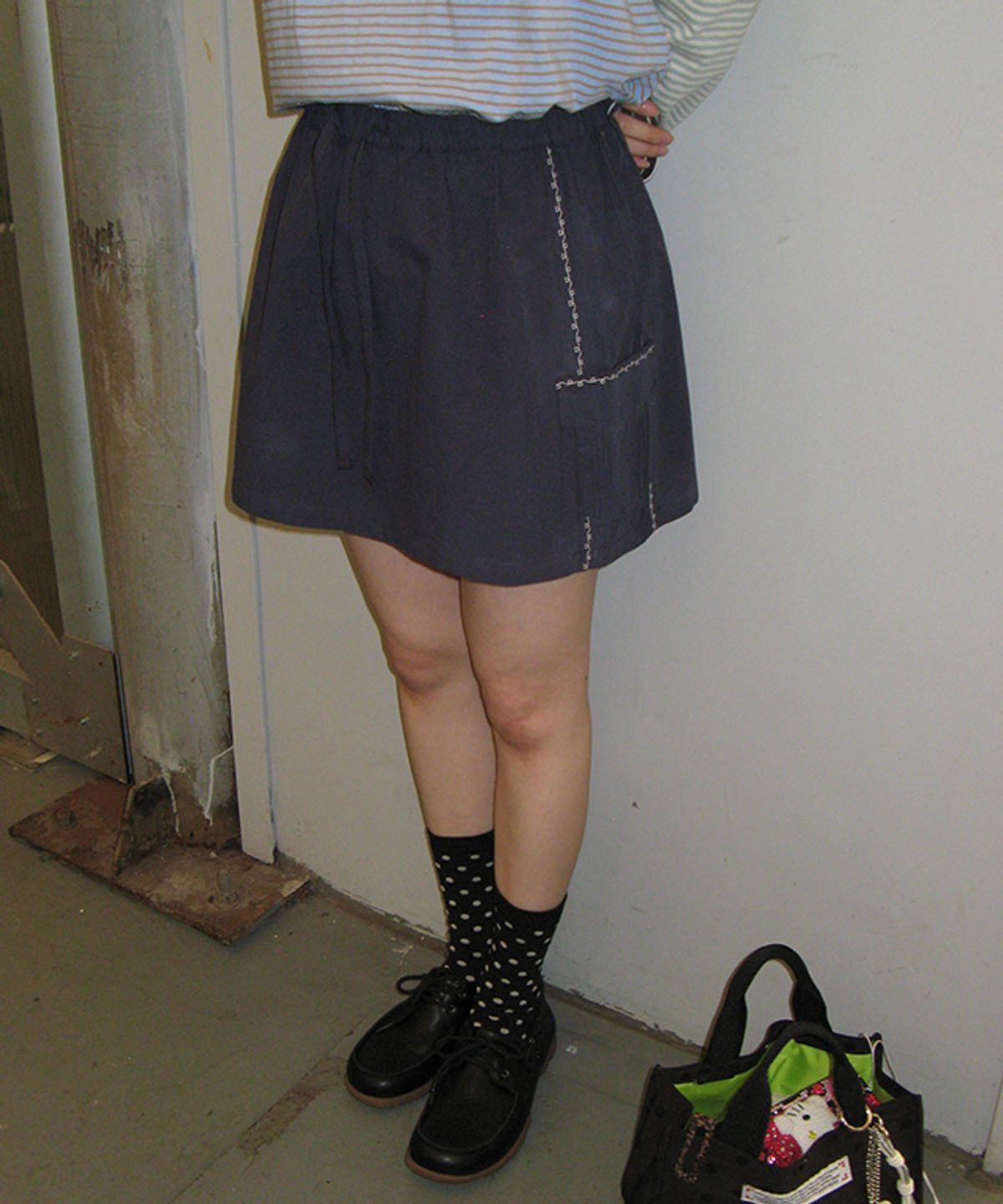 론론(RONRON) LOVER STITCH POCKET MINI SKIRT TUBE TOP NAVY