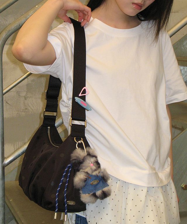 【RONRON】25SS/送料税込 HEART RUCHED HALF MOON SHOULDER BAG MUSINSA | RONRON HALF MOON SHOULDER BAG DOT BLACK