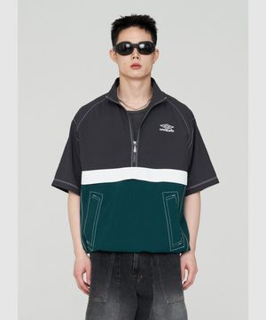 크리스피 타슬란 반팔 스탠넥 아노락 차콜(UQ223CWT59)