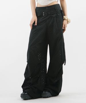 EYELET BELT BAG PANTS [BLACK]