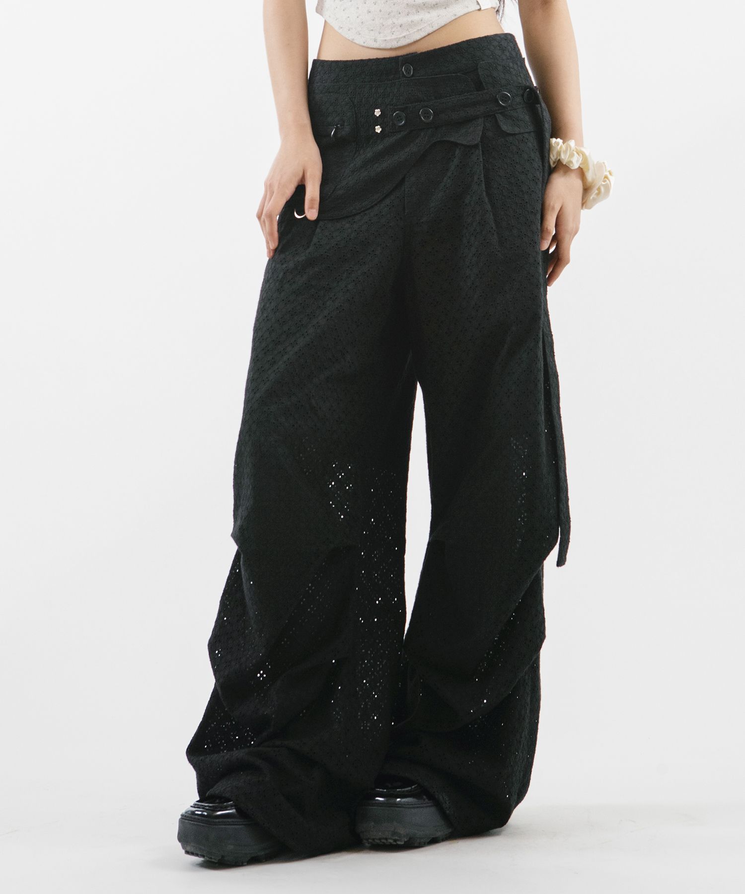 ★TUOMIO★ EYELET BELT BAG PANTS MUSINSA公式 | TUOMIO EYELET BELT BAG PANTS [BLACK]