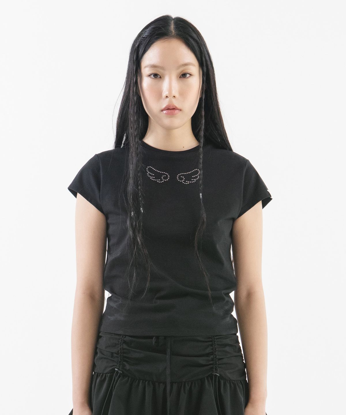 뚜오미오(TUOMIO) ANGEL STUD BABY T-SHIRT [BLACK]