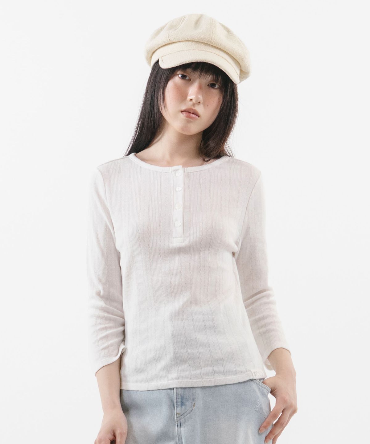뚜오미오(TUOMIO) POINTELLE CAPRI  T-SHIRT [WHITE]