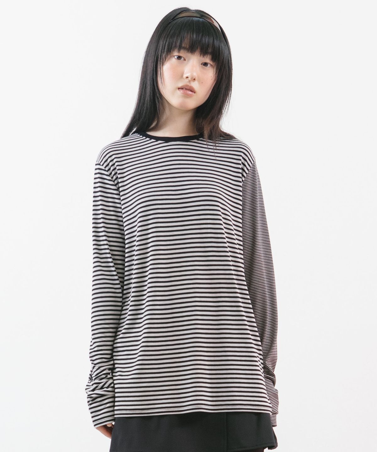 뚜오미오(TUOMIO) STRIPE MIXED LONG SLEEVES [BEIGE]