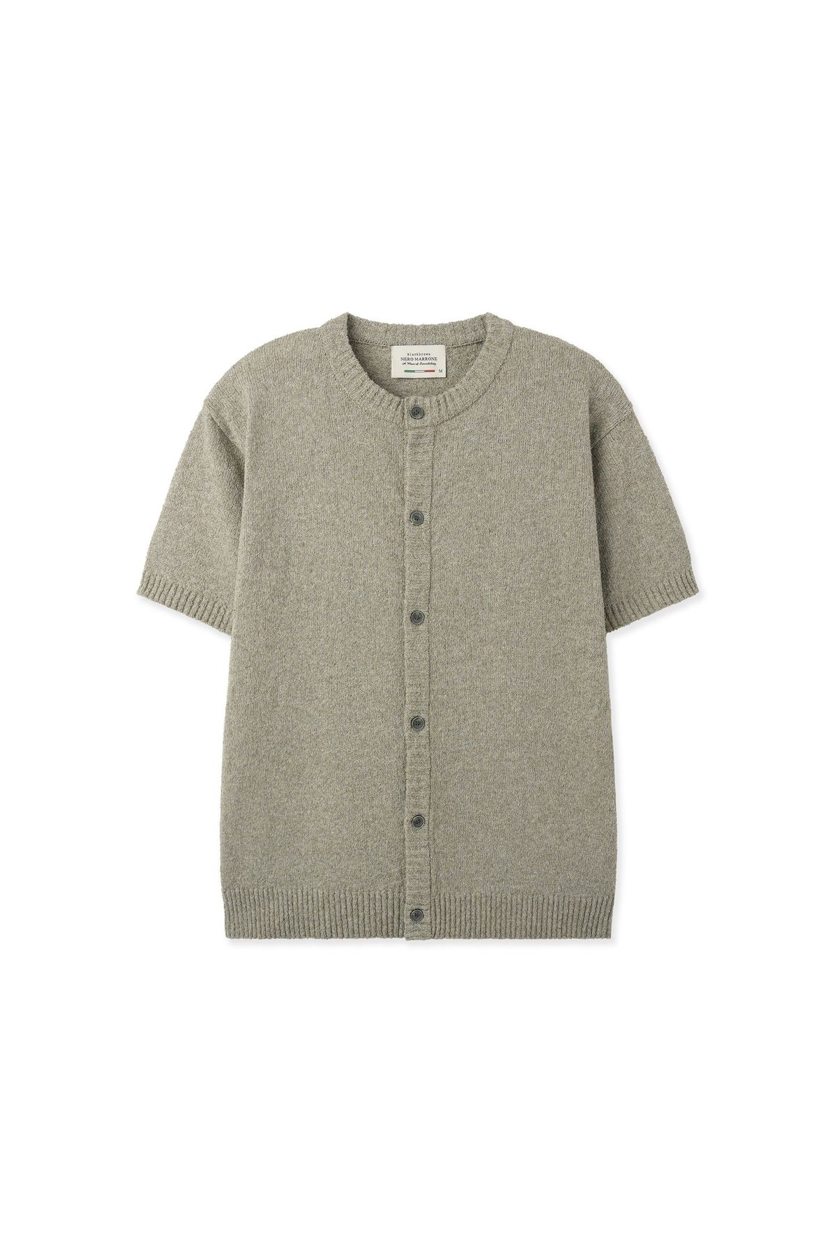블랙브라운(BLACKBROWN) 린넨 부클 라운드넥 가디건[KHAKI]