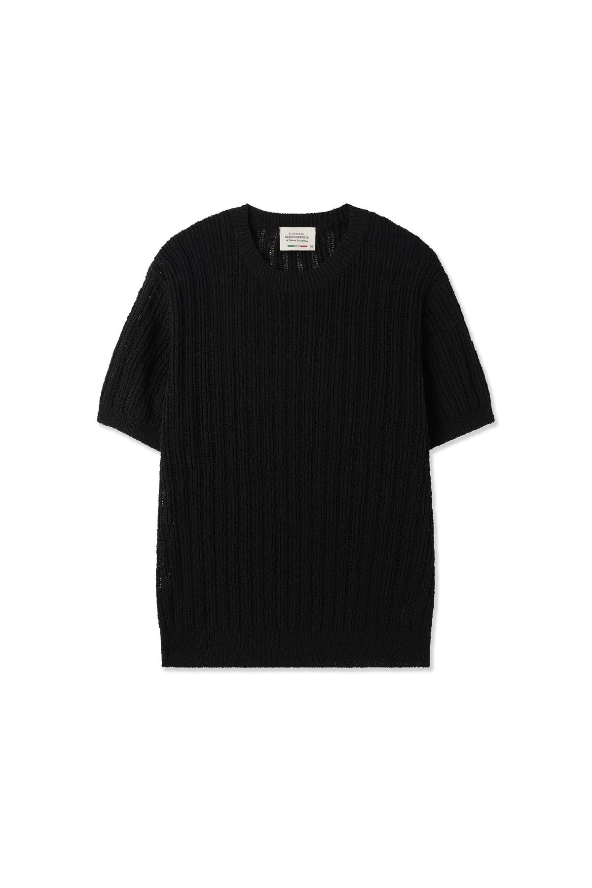 블랙브라운(BLACKBROWN) 부클 라운드넥 니트 [BLACK]
