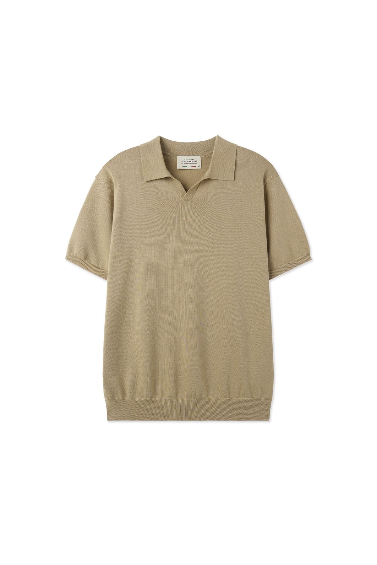 블랙브라운(BLACKBROWN) 텐셀 오픈 카라 니트 [BEIGE]