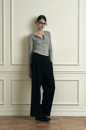 PLAIN WIDE SLACKS BLACK