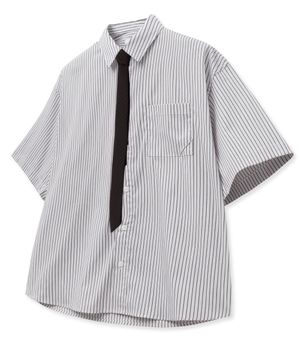 [데일리룸 X 로템버] 멀티 레일 크롭 스트라이프 하프 셔츠 [WHITE] 단품/SET