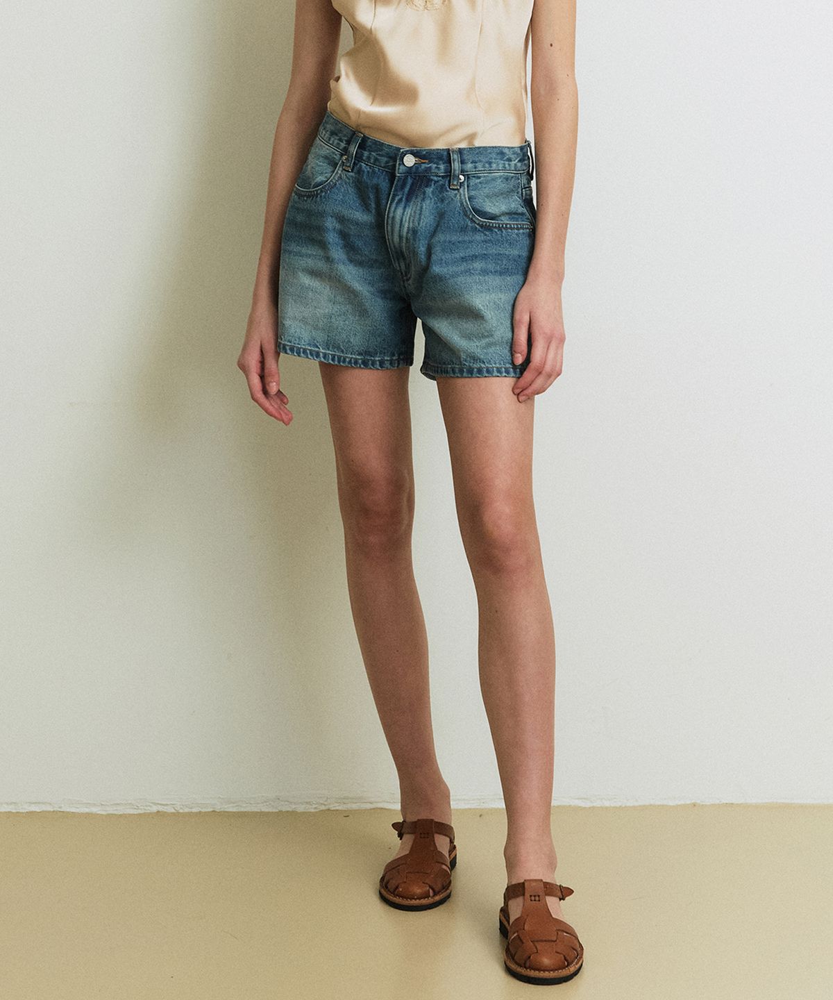 그린버터(GREENBUTTER) Washing Denim Shorts (Blue)