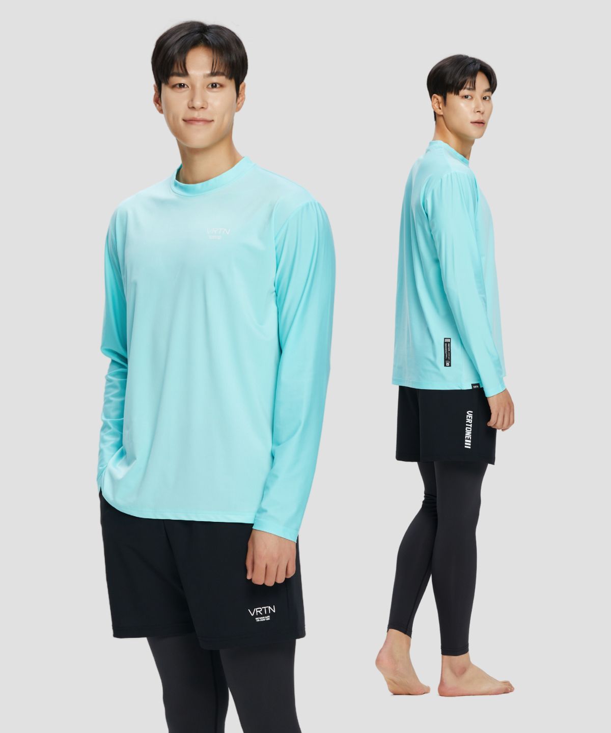베르톤(VERTONE) [SET]VRTN 루즈핏 래쉬가드 민트 &남자일체형레깅스반바지 블랙