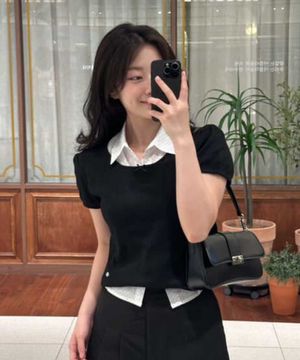 시그니쳐 크로셰 반팔티 BK