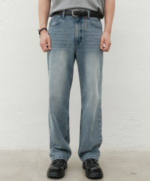 와이드 스트레이트 데님팬츠 [미드블루]