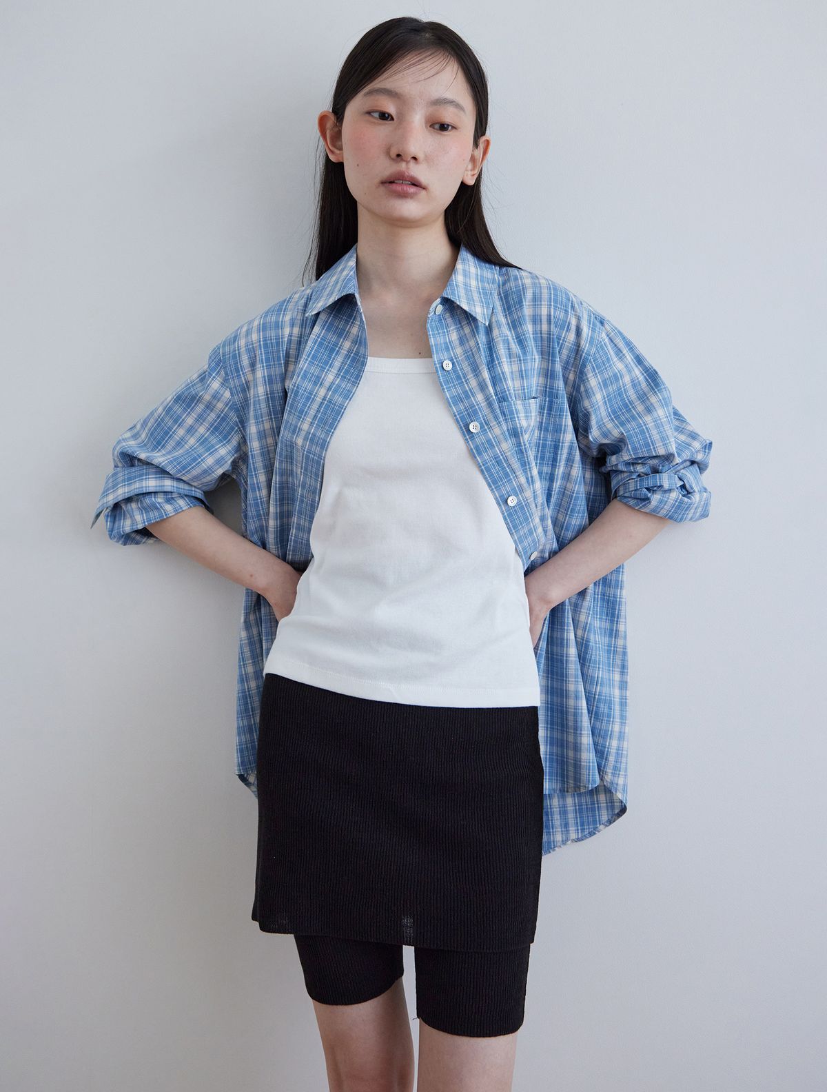 스텝어라운드(STEP AROUND) Knit Skirt Leggings_BLACK