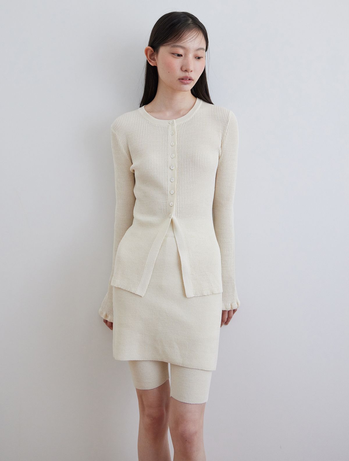 스텝어라운드(STEP AROUND) Knit Skirt Leggings_CREAM