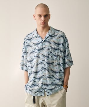 웨일 비치 반팔 셔츠 (L BLUE)