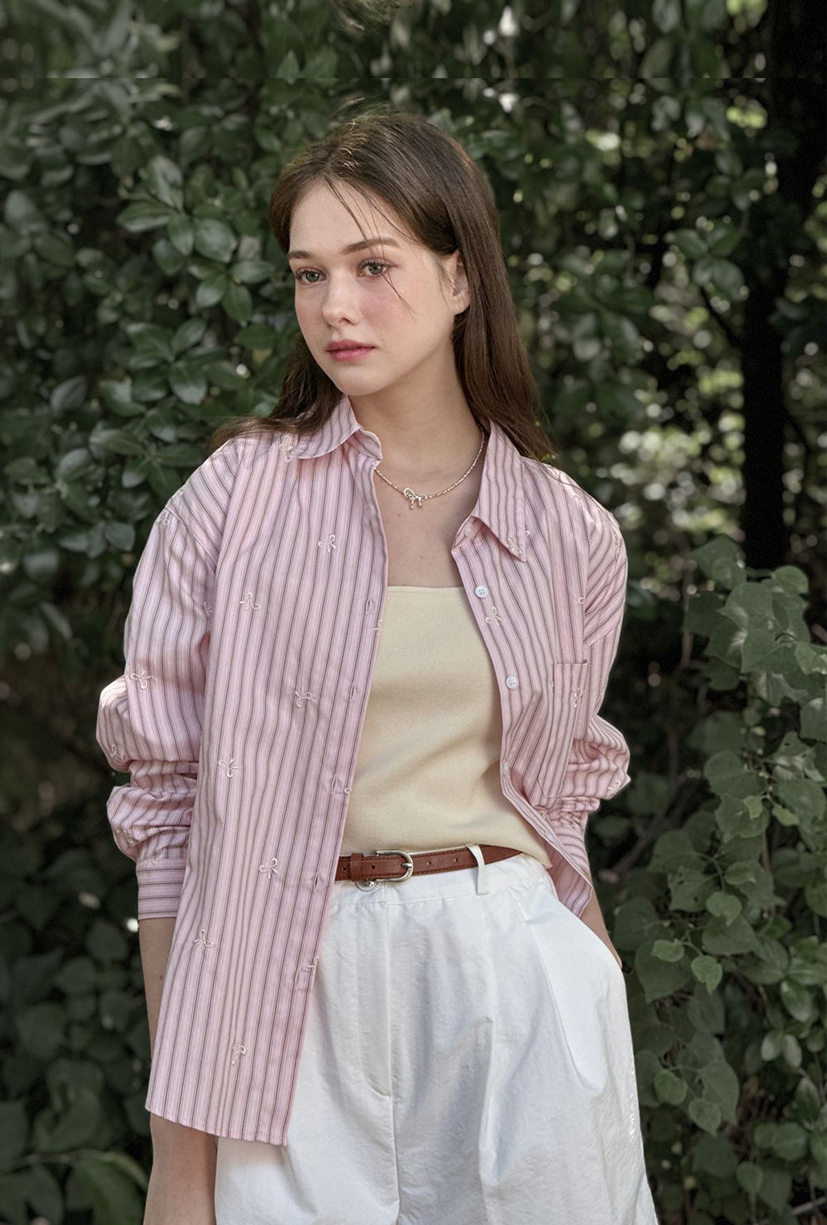 로트르드민(LAUTREDE MIN) Lautre Stripe Ribbon shirts