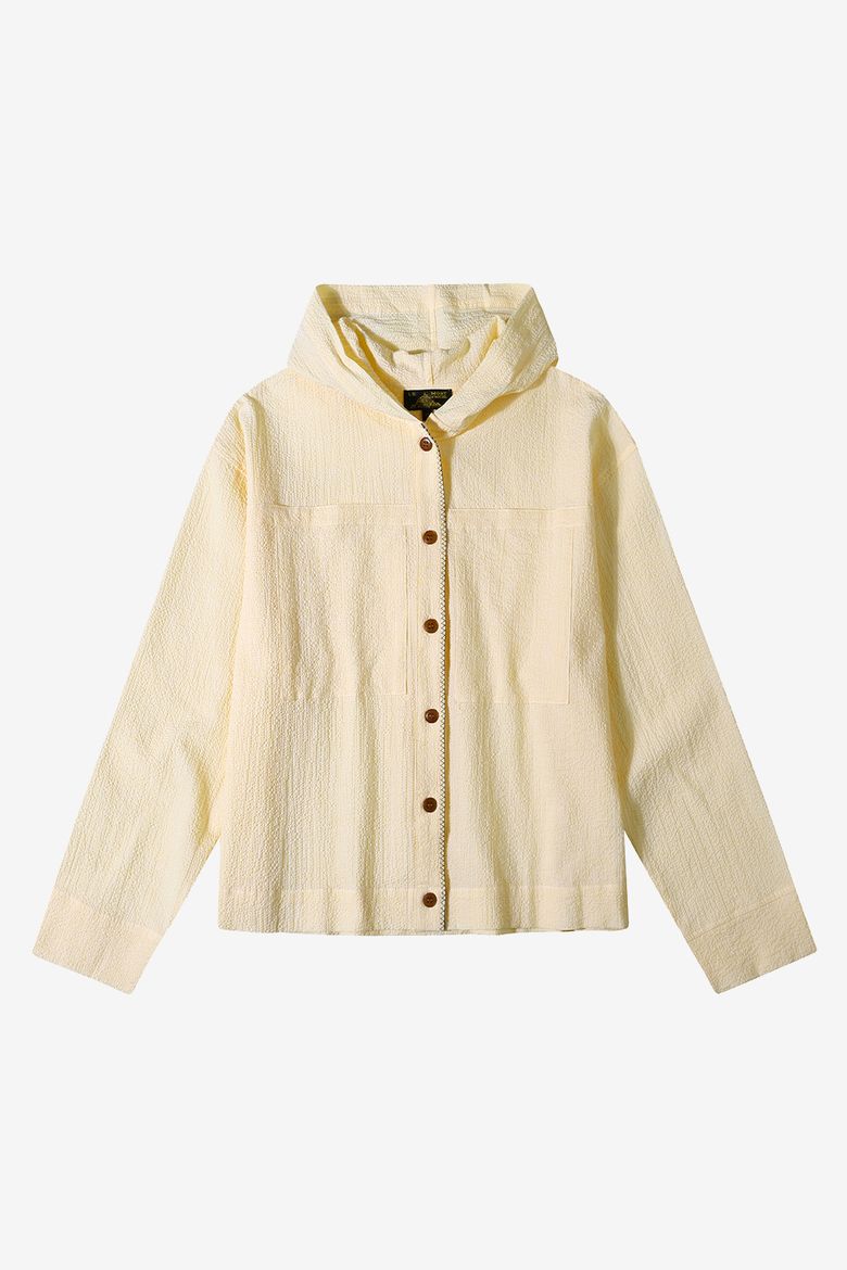 COODY - STRIPED HOODED SHIRT_Yellow