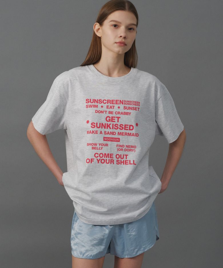M.C UNISEX, Beach Rules T-Shirt / White Melange