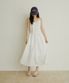 Front drawstring sleeveless long dress - white