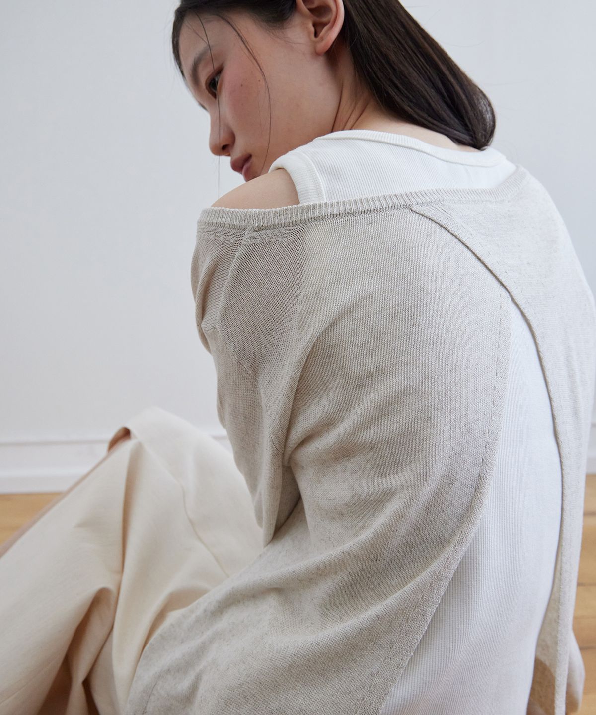 스텝어라운드(STEP AROUND) Summer lap round knit_LINEN