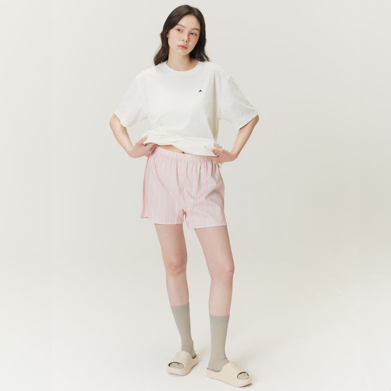 7LBO108 여성 트렁크 쇼츠 핑크 스트라이프 세트 2PACK