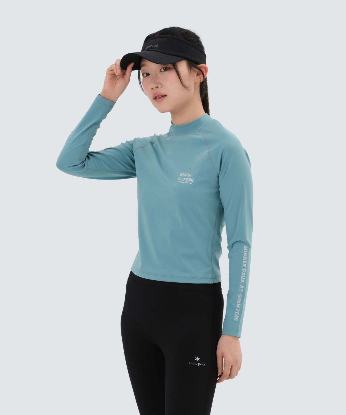 스노우피크 어패럴(SNOWPEAK APPAREL) 워터 여성 세미크롭 래쉬가드 (S25MWWSW07) Dark Mint
