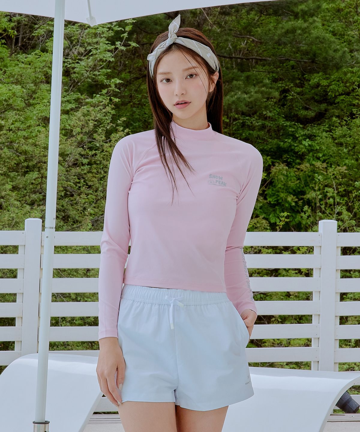 스노우피크 어패럴(SNOWPEAK APPAREL) 워터 여성 세미크롭 래쉬가드 (S25MWWSW07) Pink