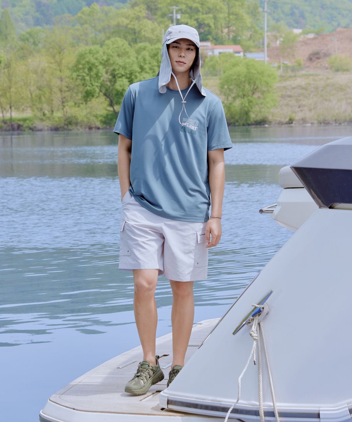 스노우피크 어패럴(SNOWPEAK APPAREL) 워터 투포켓 보드 숏 (S25MMWSP08) Ice Gray