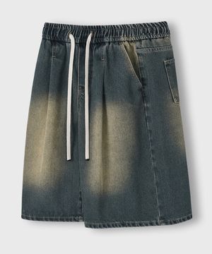 버뮤다 와이드 원턱 데님 밴딩 쇼츠_3COLOR