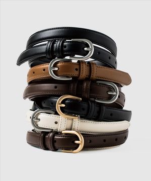 베이직 슬림 라운드 레더 벨트_6color