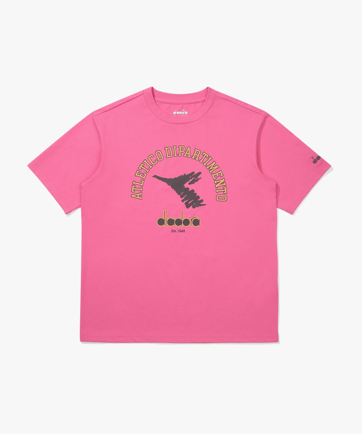 디아도라(diadora) 아카이브 아치 로고 반팔 티셔츠 PINK