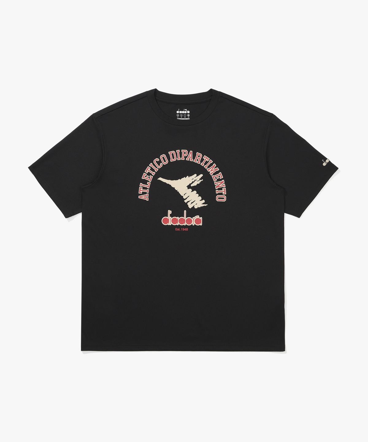 디아도라(diadora) 아카이브 아치 로고 반팔 티셔츠 BLACK