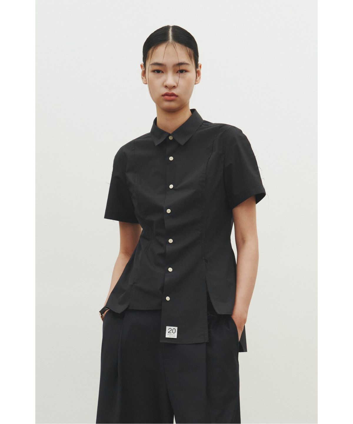 래코드(RECODE) Slit Detail Shirt_RQSAM25569BKX